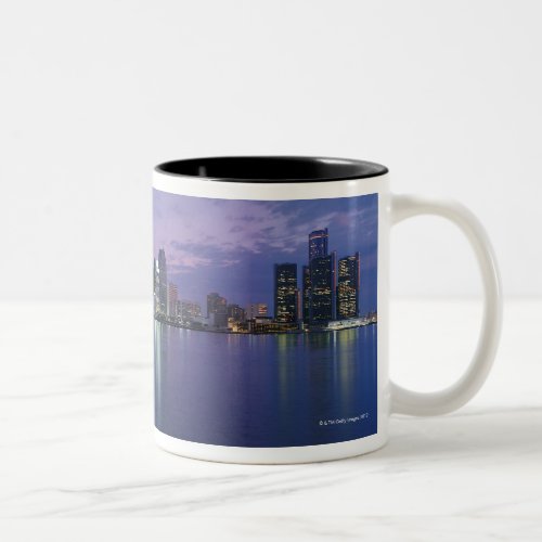 USA Michigan Detroit skyline night Two_Tone Coffee Mug