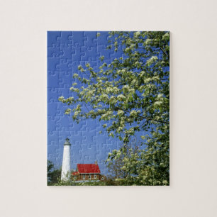 USA, Michigan, East Tawas. Tawas Lighthouse with Jigsaw Puzzle