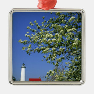 USA, Michigan, East Tawas. Tawas Lighthouse with Metal Ornament
