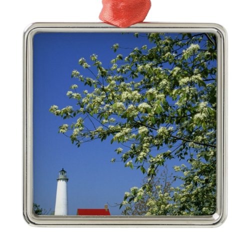 USA, Michigan, East Tawas. Tawas Lighthouse with Metal Ornament