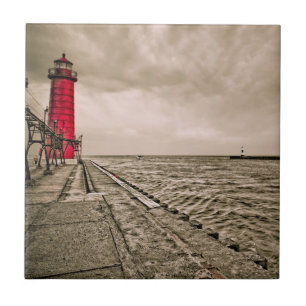 USA, Michigan, Grand Haven Lighthouse Ceramic Tile