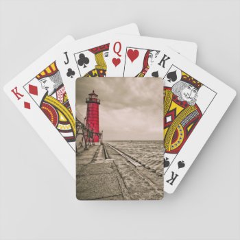Usa  Michigan  Grand Haven Lighthouse Playing Cards by tothebeach at Zazzle