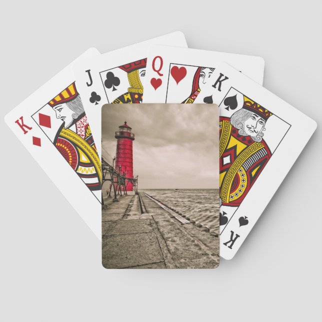 USA, Michigan, Grand Haven Lighthouse Poker Cards (Back)