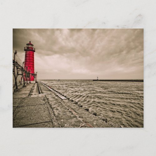 USA Michigan Grand Haven Lighthouse Postcard