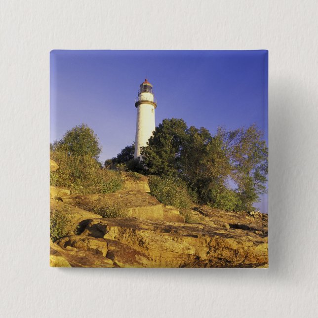 USA, Michigan, Lake Huron. Pointe Aux Barques Pinback Button (Front)
