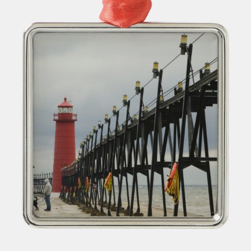 USA Michigan Lake Michigan Shore Grand Haven Metal Ornament