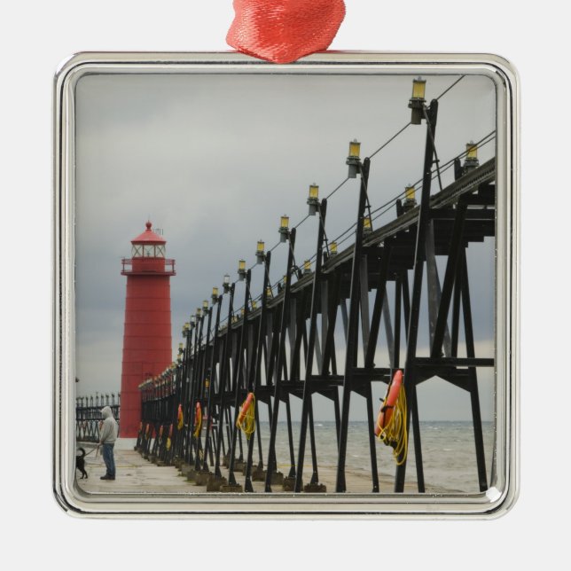 USA, Michigan, Lake Michigan Shore, Grand Haven: Metal Ornament (Front)
