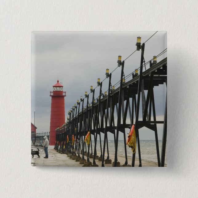 USA, Michigan, Lake Michigan Shore, Grand Haven: Pinback Button (Front)