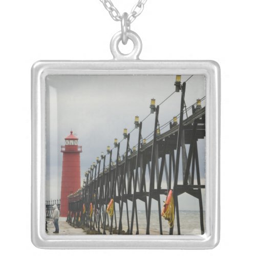 USA Michigan Lake Michigan Shore Grand Haven Silver Plated Necklace