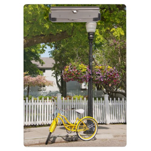 USA Michigan Mackinac Island Yellow Bike Clipboard