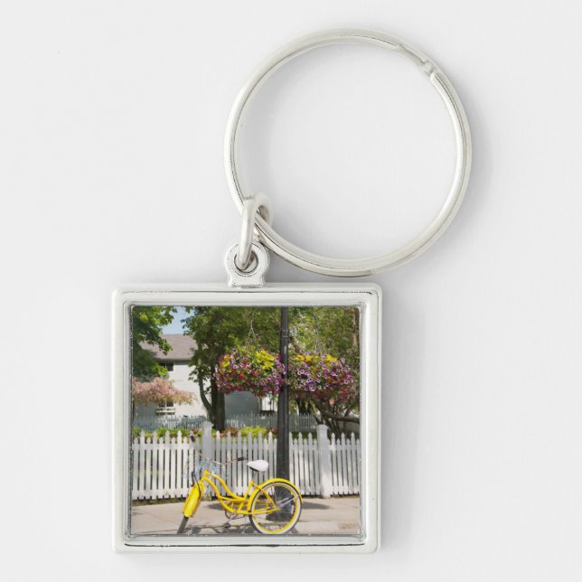 USA, Michigan, Mackinac Island. Yellow Bike Keychain (Front)