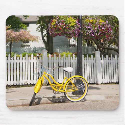 USA Michigan Mackinac Island Yellow Bike Mouse Pad