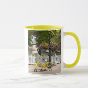 USA, Michigan, Mackinac Island. Yellow Bike Mug