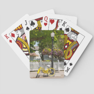USA, Michigan, Mackinac Island. Yellow Bike Poker Cards
