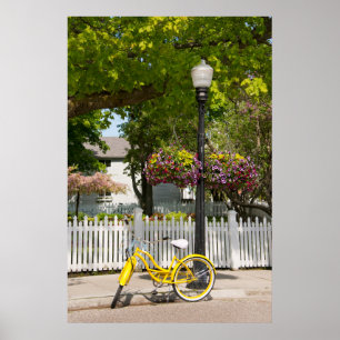USA, Michigan, Mackinac Island. Yellow Bike Poster