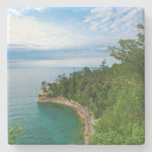 USA, Michigan. Miner's Castle Rock Formation 3 Stone Coaster (Front)