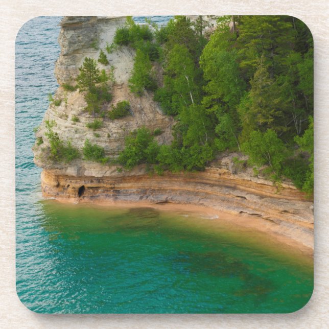 USA, Michigan. Miner's Castle Rock Formation Drink Coaster (Front)