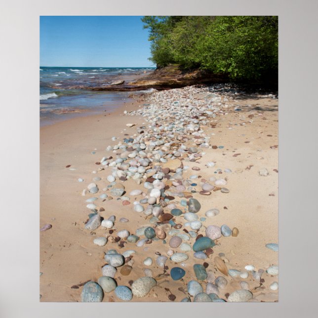 USA, Michigan. Pebbles Along 12 Mile Beach Poster (Front)