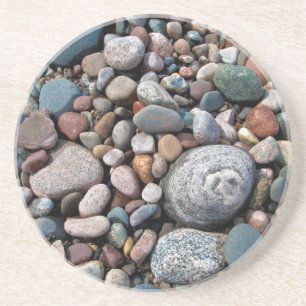 USA, Michigan. Polished Pebbles On The Shore Coaster