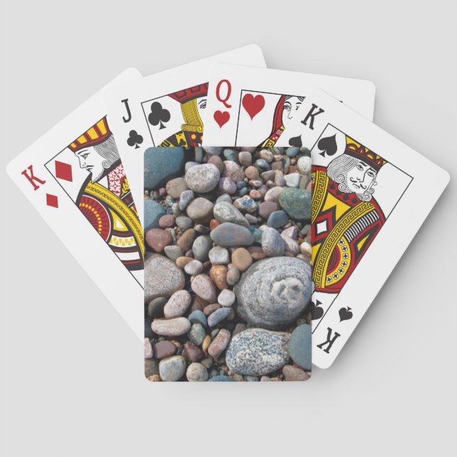 USA, Michigan. Polished Pebbles On The Shore Poker Cards (Back)