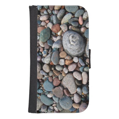 USA Michigan Polished Pebbles On The Shore Wallet Phone Case For Samsung Galaxy S4