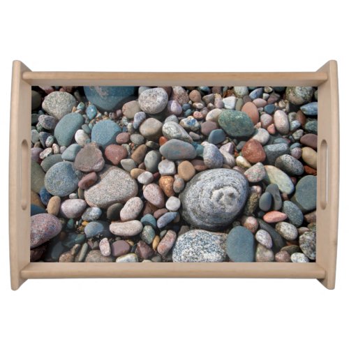 USA Michigan Polished Pebbles On The Shore Serving Tray