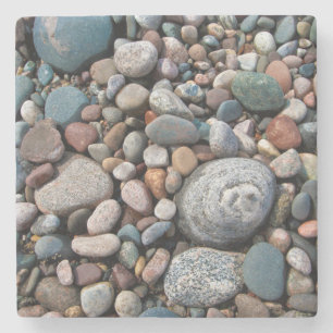 USA, Michigan. Polished Pebbles On The Shore Stone Coaster