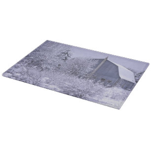 USA, Michigan, Rochester Hills. Snowy blue Cutting Board