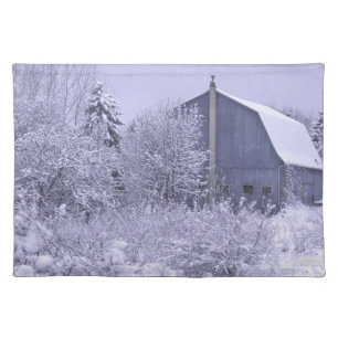 USA, Michigan, Rochester Hills. Snowy blue Placemat