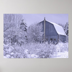 USA, Michigan, Rochester Hills. Snowy blue Poster