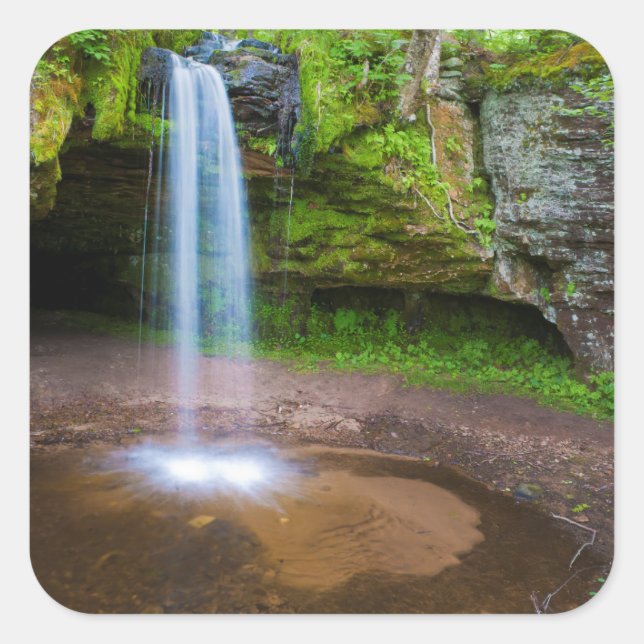 USA, Michigan. Scott's Falls In Upper Michigan Square Sticker (Front)