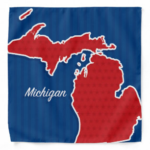 USA Michigan State Patriotic Stars and Stripes Map Bandana