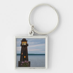 USA, Michigan. Yard Decoration Lighthouse Keychain