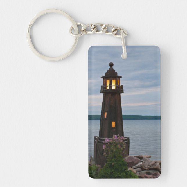 USA, Michigan. Yard Decoration Lighthouse Keychain (Front)