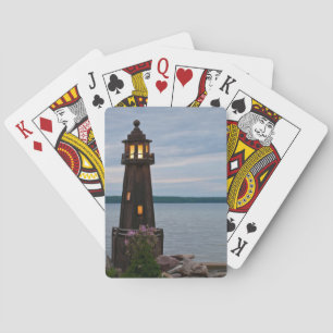 USA, Michigan. Yard Decoration Lighthouse Poker Cards
