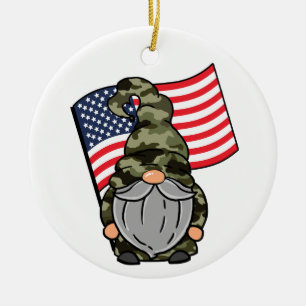 USA Military Gnome Ceramic Ornament