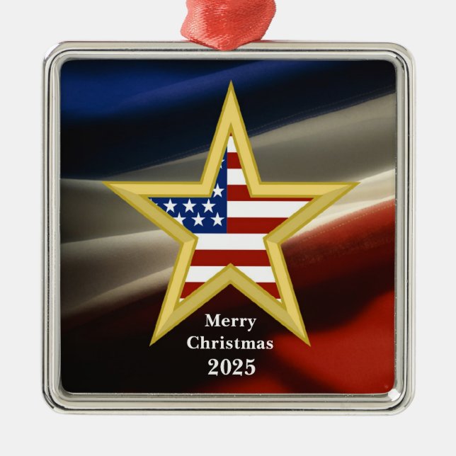 USA Military  - Gold Star - Flag Ornament (Front)