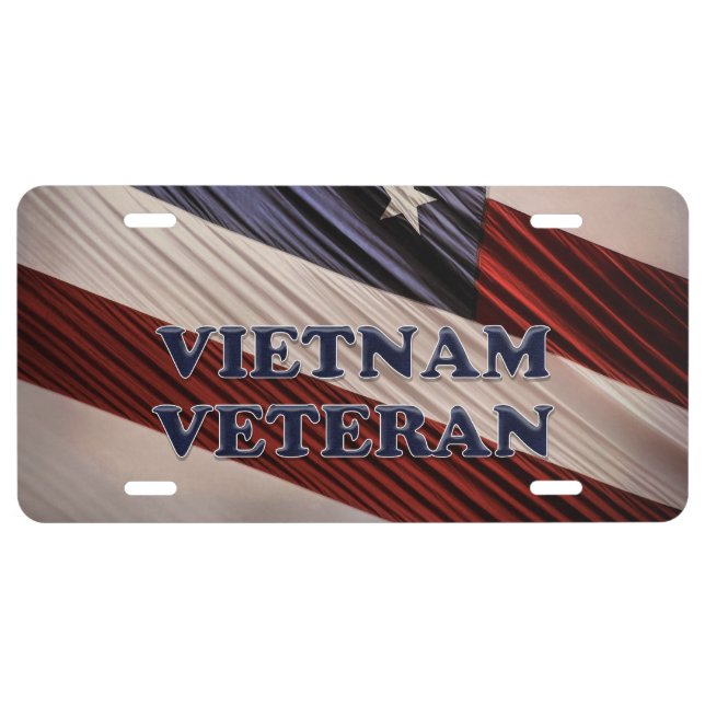 USA Military Patriotic Flag Vietnam Veteran License Plate (Front)