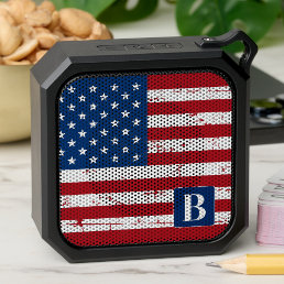 USA Military Personalized Monogram American Flag Bluetooth Speaker