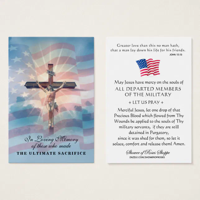 USA Military Remembrance Memorial Veterans Prayer | Zazzle