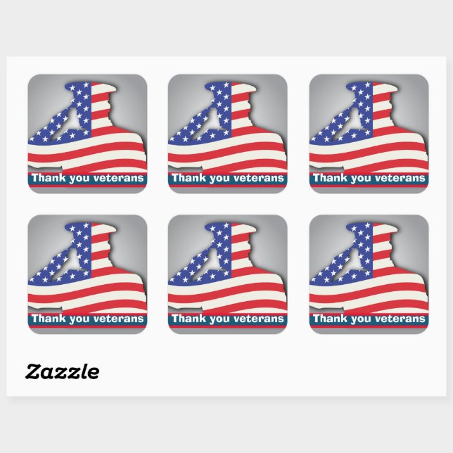 USA military thank you veterans, veteran's day Square Sticker (Sheet)