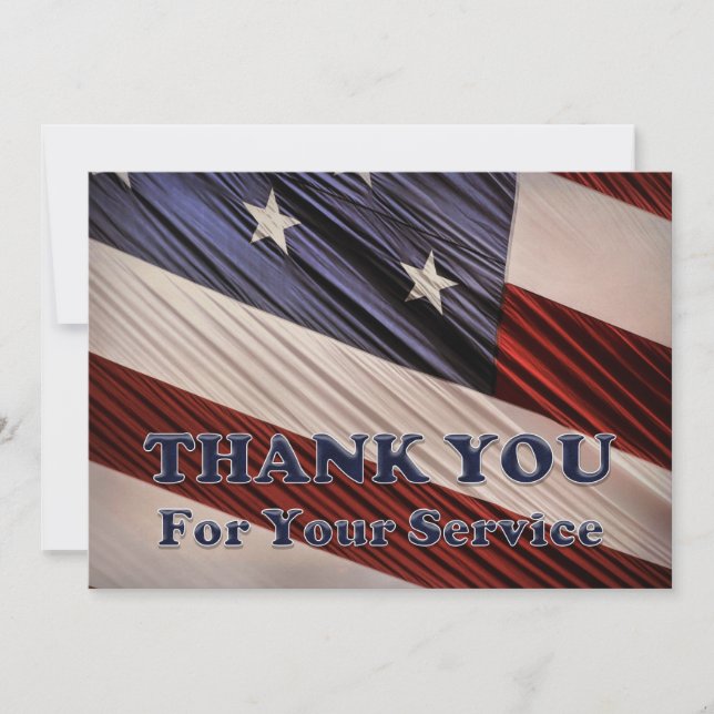USA Military Veterans Patriotic Flag Thank You Card (Front)