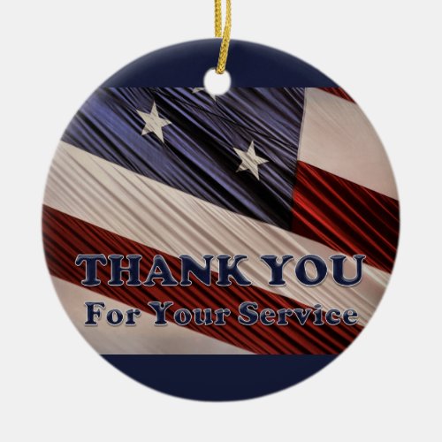 USA Military Veterans Patriotic Flag Thank You Ceramic Ornament