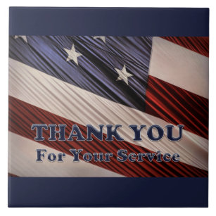USA Military Veterans Patriotic Flag Thank You Ceramic Tile