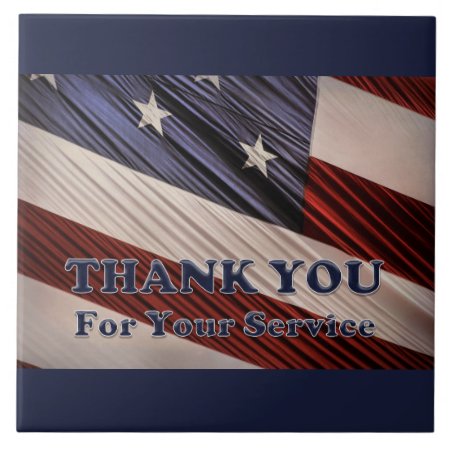Usa Military Veterans Patriotic Flag Thank You Ceramic Tile