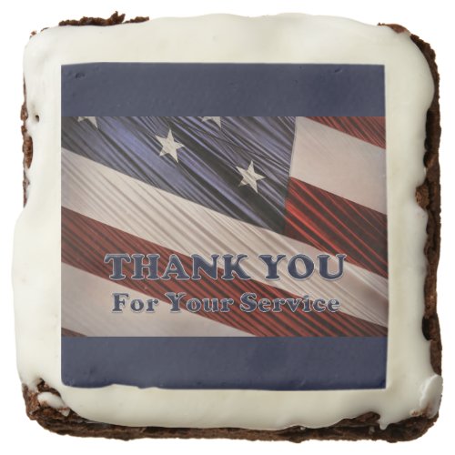 USA Military Veterans Patriotic Flag Thank You Chocolate Brownie