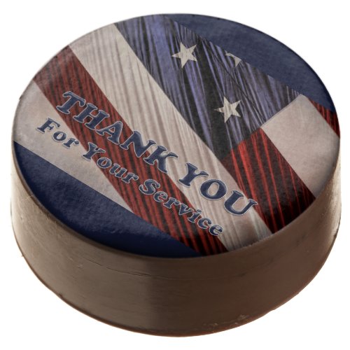 USA Military Veterans Patriotic Flag Thank You Chocolate Dipped Oreo