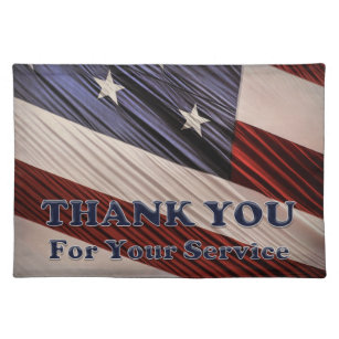 USA Military Veterans Patriotic Flag Thank You Cloth Placemat