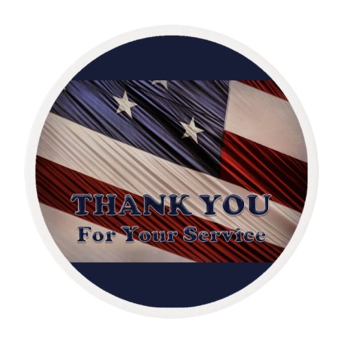 USA Military Veterans Patriotic Flag Thank You Edible Frosting Rounds