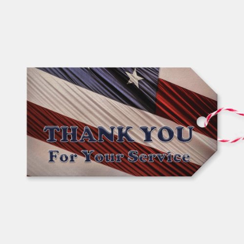 USA Military Veterans Patriotic Flag Thank You Gift Tags